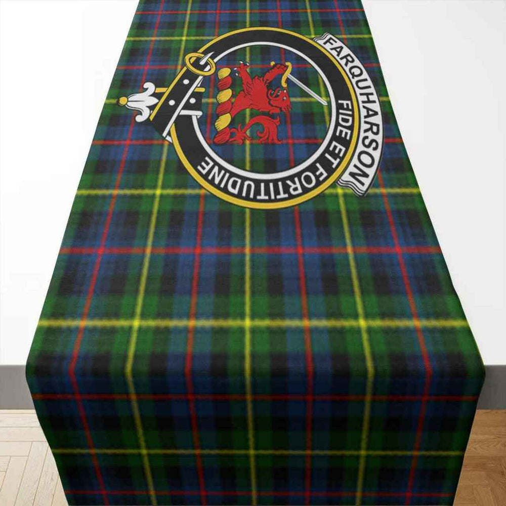 Clan Farquharson Tartan Crest Table Runner Cotton ZD28 Farquharson Tartan Tartan Table Runner   