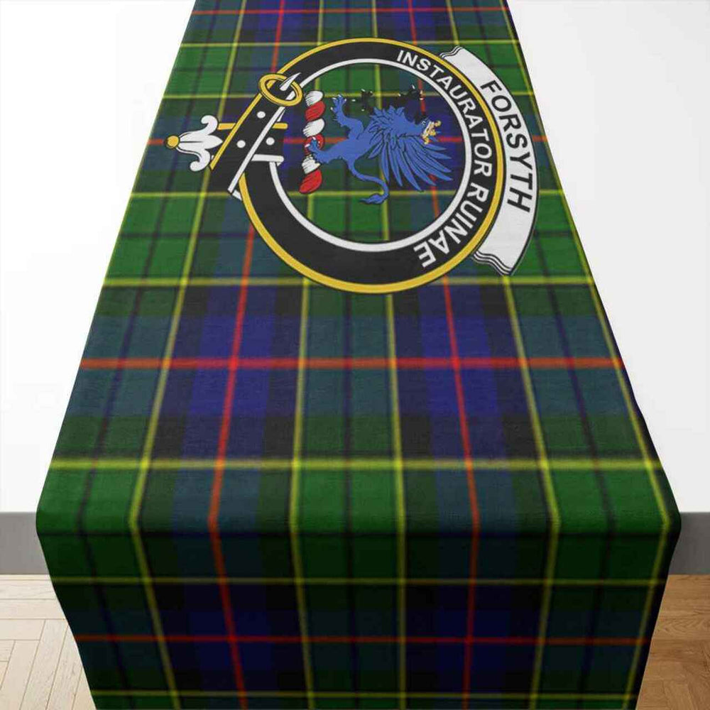 Clan Forsyth Tartan Crest Table Runner Cotton PG84 Forsyth Tartan Tartan Table Runner   
