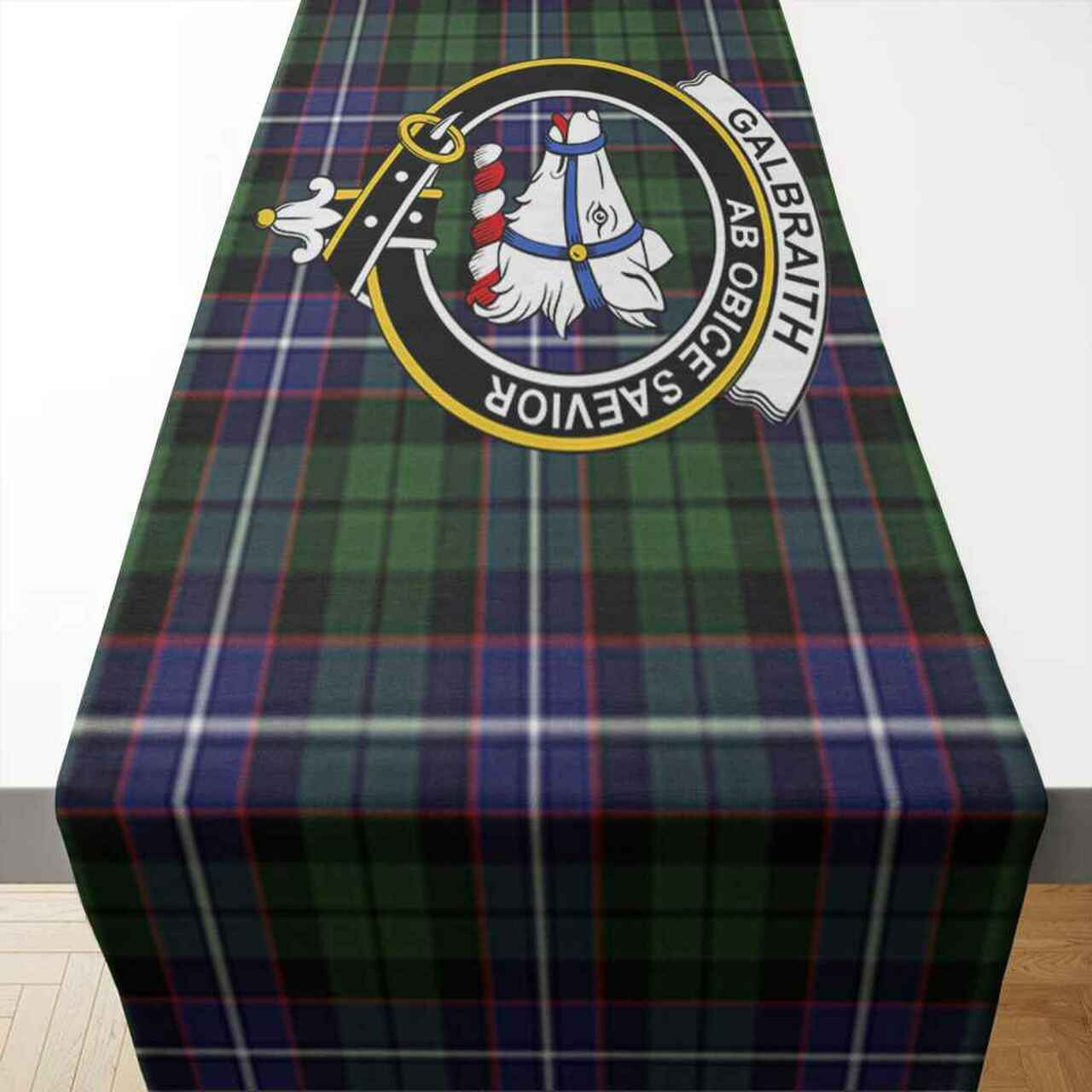 Clan Galbraith Tartan Crest Table Runner Cotton VM26 Galbraith Tartan Tartan Table Runner   