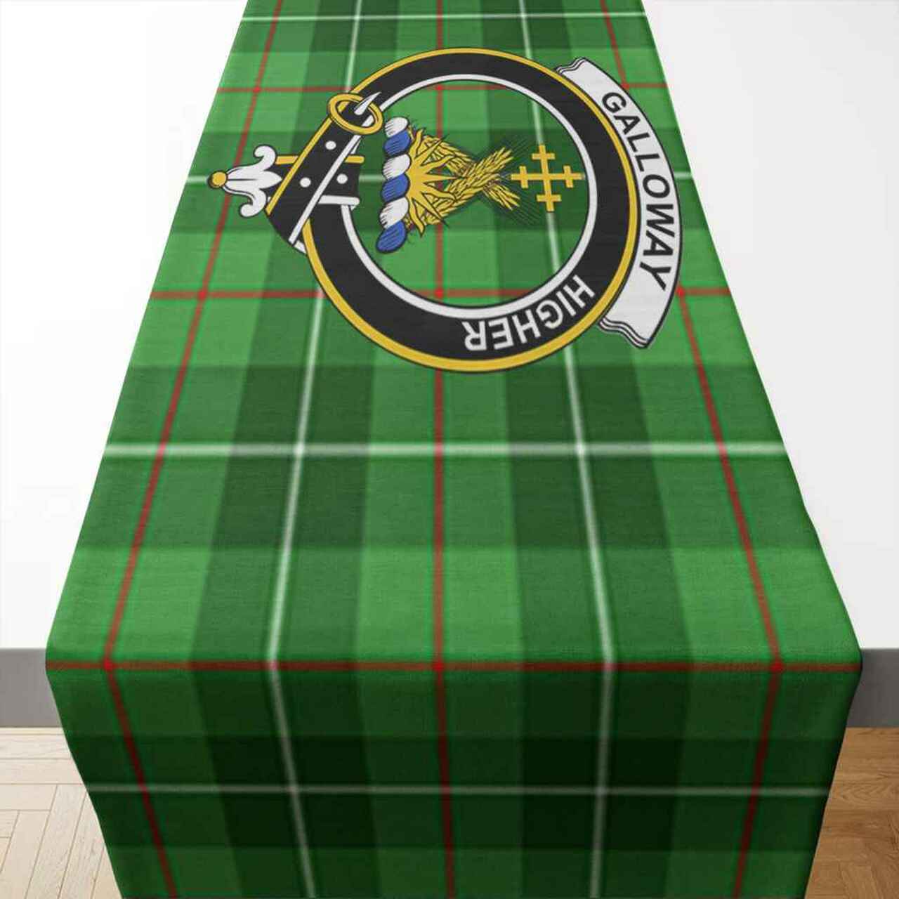 Clan Galloway Tartan Crest Table Runner Cotton XL78 Galloway Tartan Tartan Table Runner   