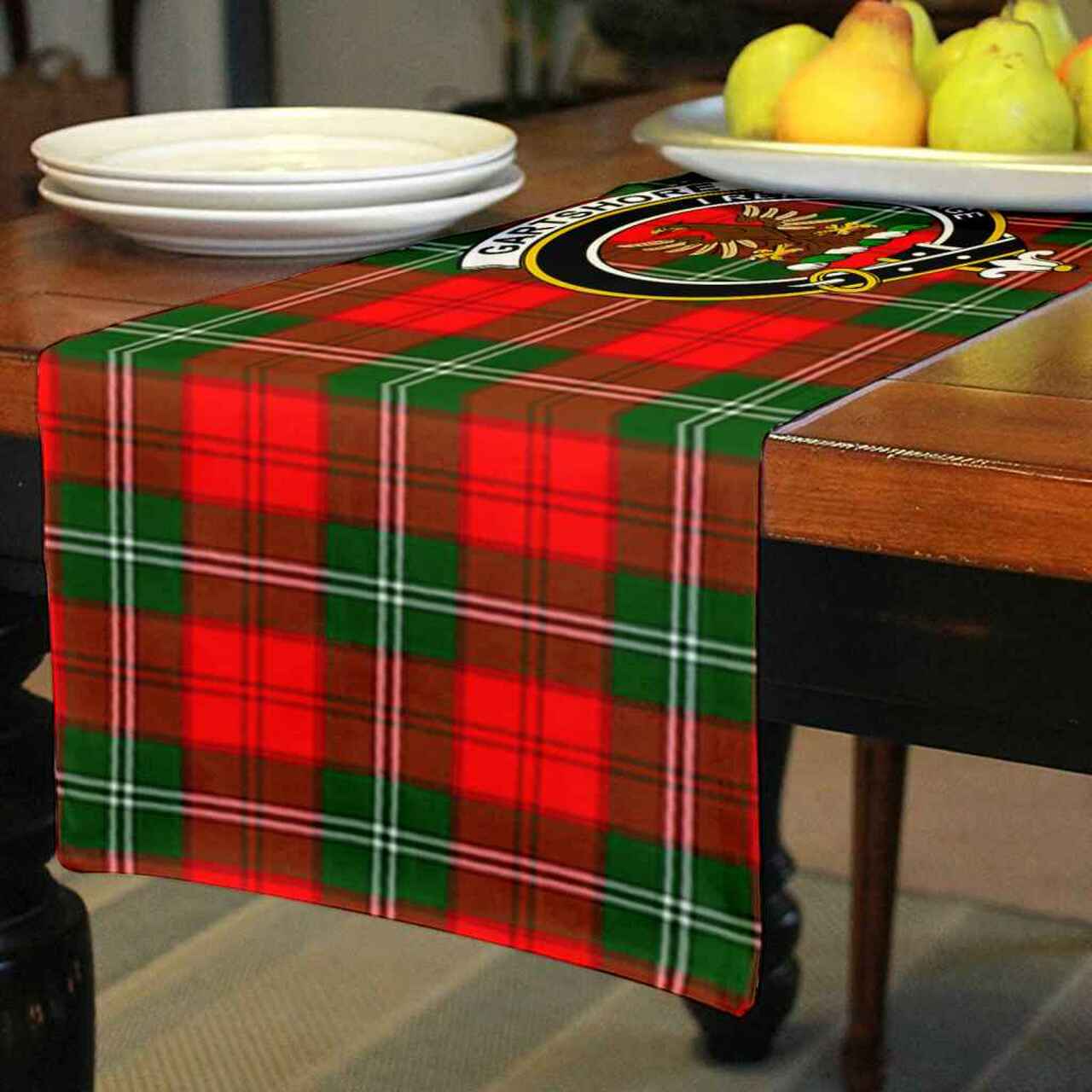 Clan Gartshore Tartan Crest Table Runner Cotton UI77 Gartshore Tartan Tartan Table Runner   