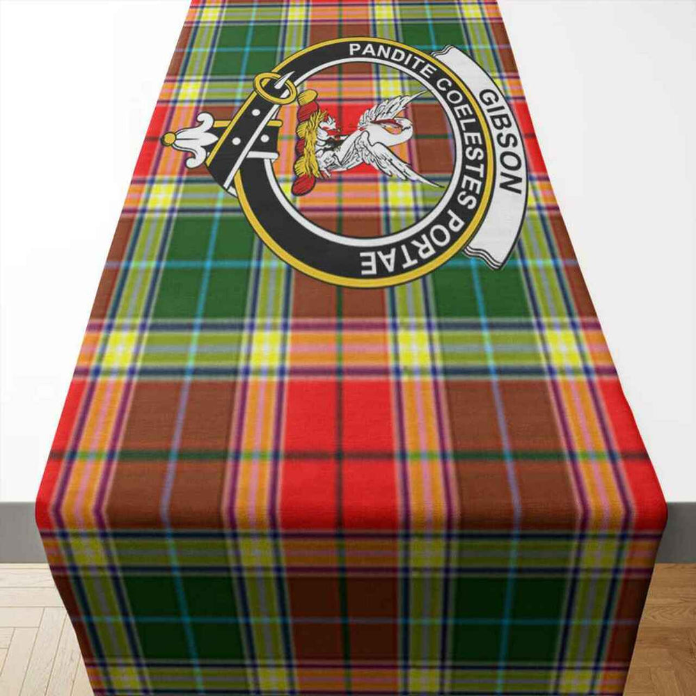 Clan Gibson Tartan Crest Table Runner Cotton FS32 Gibson Tartan Tartan Table Runner   