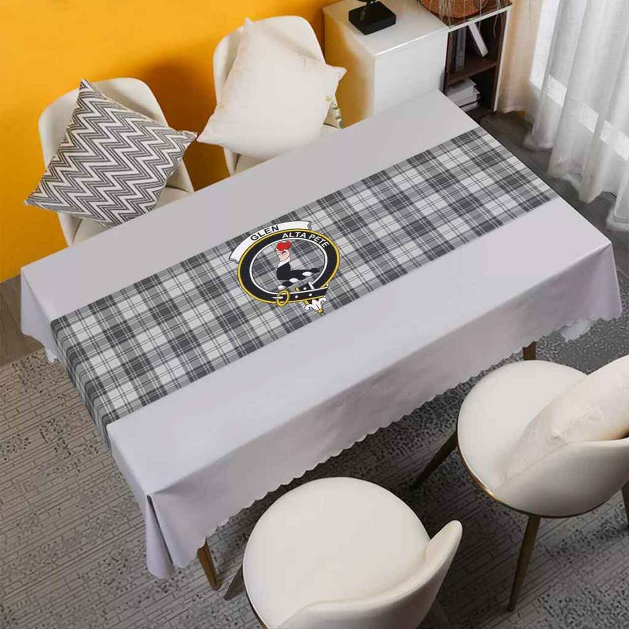 Clan Glen Tartan Crest Table Runner Cotton VC92 Glen Tartan Tartan Table Runner   