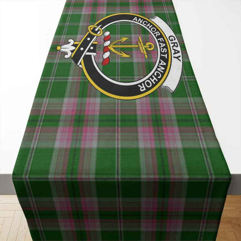 Clan Gray Tartan Crest Table Runner Cotton SC62 Gray Tartan Tartan Table Runner   