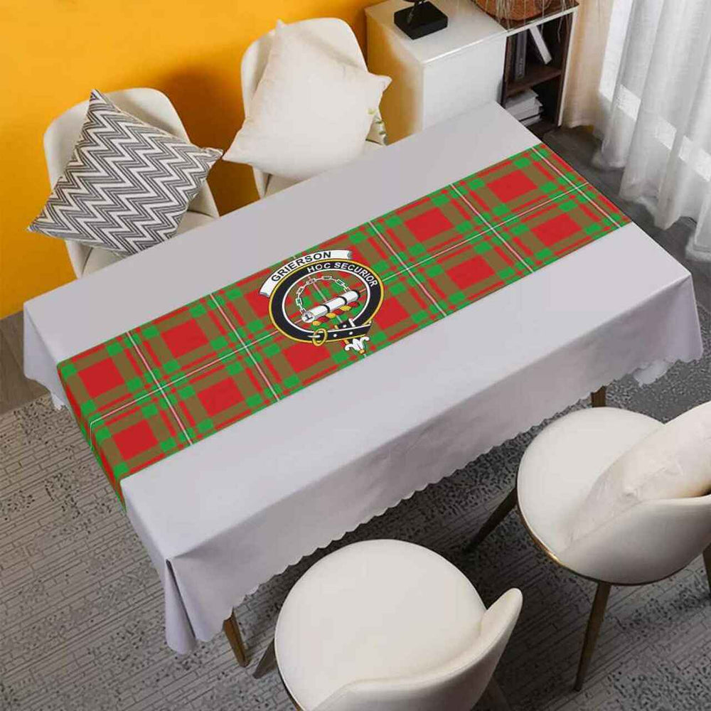 Clan Grierson Tartan Crest Table Runner Cotton XP44 Grierson Tartan Tartan Table Runner   