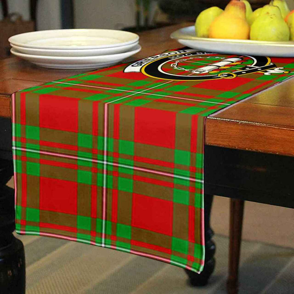Clan Grierson Tartan Crest Table Runner Cotton XP44 Grierson Tartan Tartan Table Runner   