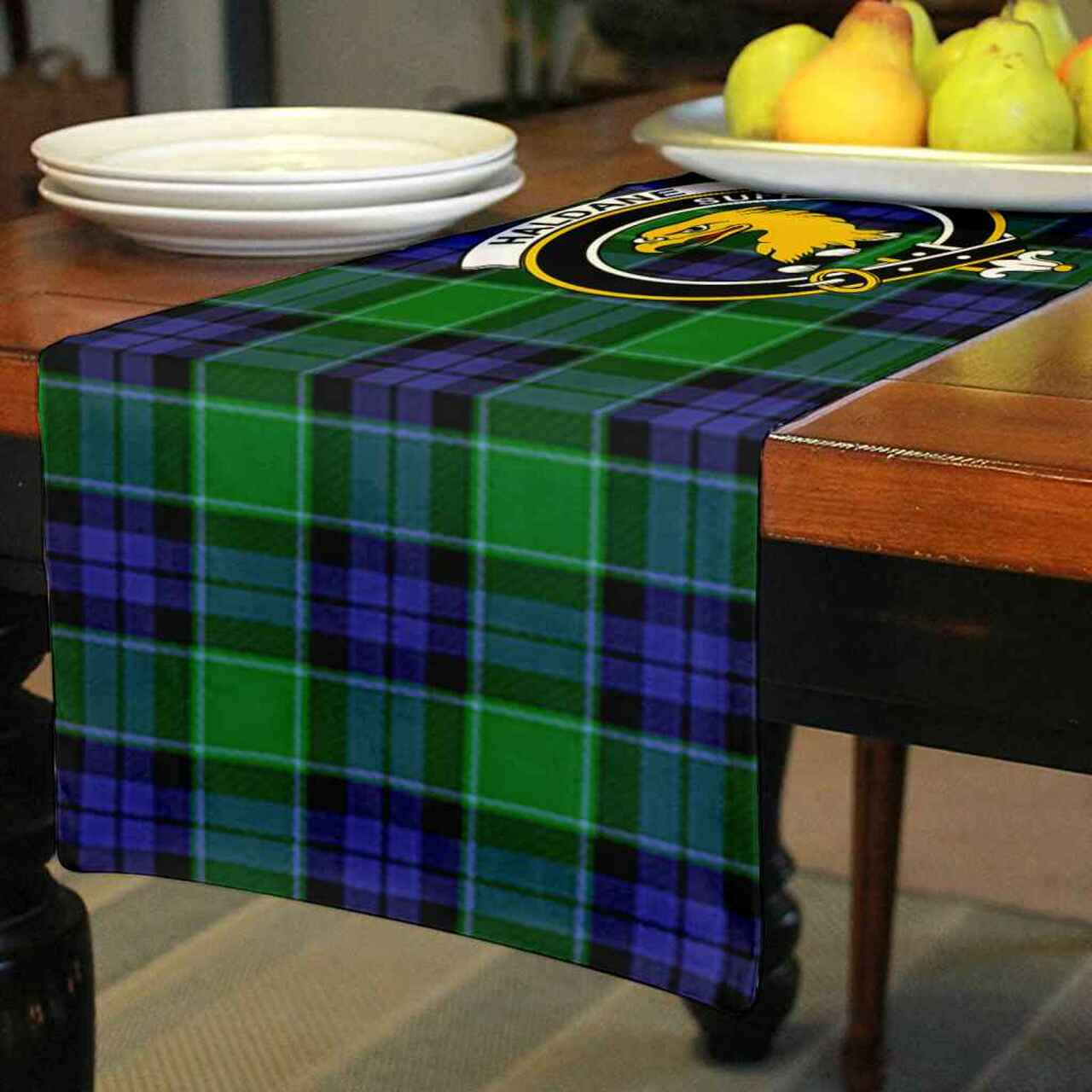 Clan Haldane Tartan Crest Table Runner Cotton PG69 Haldane Tartan Tartan Table Runner   