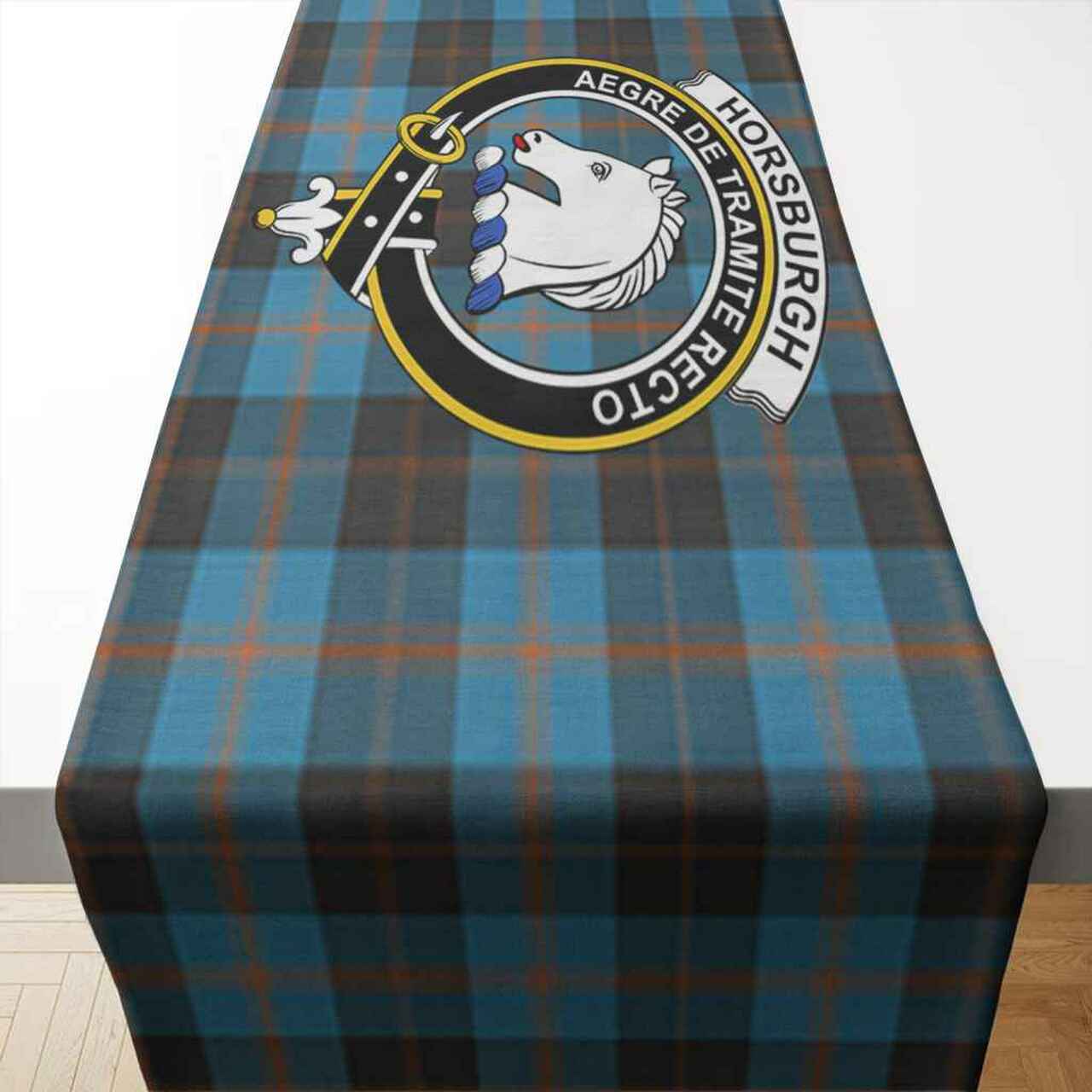 Clan Horsburgh Tartan Crest Table Runner Cotton SD46 Horsburgh Tartan Tartan Table Runner   