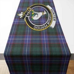 Clan Hunter Tartan Crest Table Runner Cotton XO12 Hunter Tartan Tartan Table Runner   