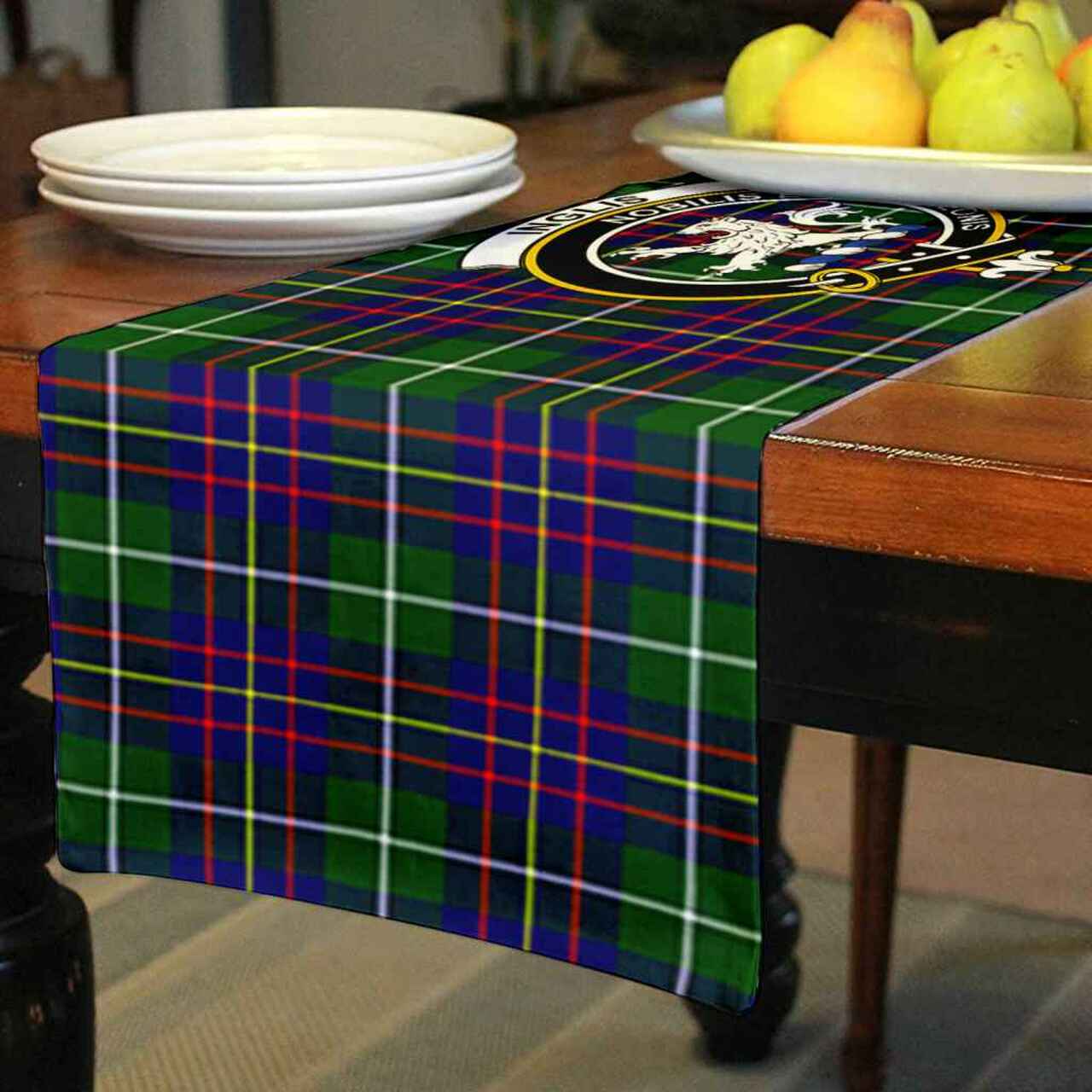 Clan Inglis Tartan Crest Table Runner Cotton OJ46 Inglis Tartan Tartan Table Runner   