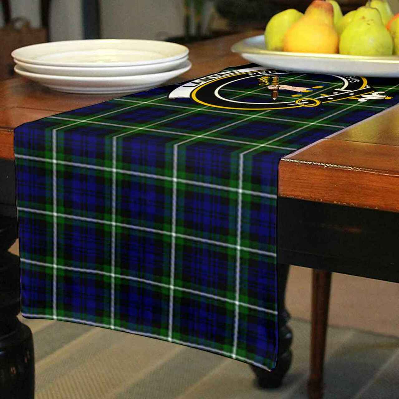 Clan Lammie Tartan Crest Table Runner Cotton QQ58 Lammie Tartan Tartan Table Runner   