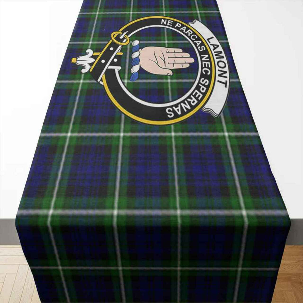 Clan Lamont Tartan Crest Table Runner Cotton XP33 Lamont Tartan Tartan Table Runner   