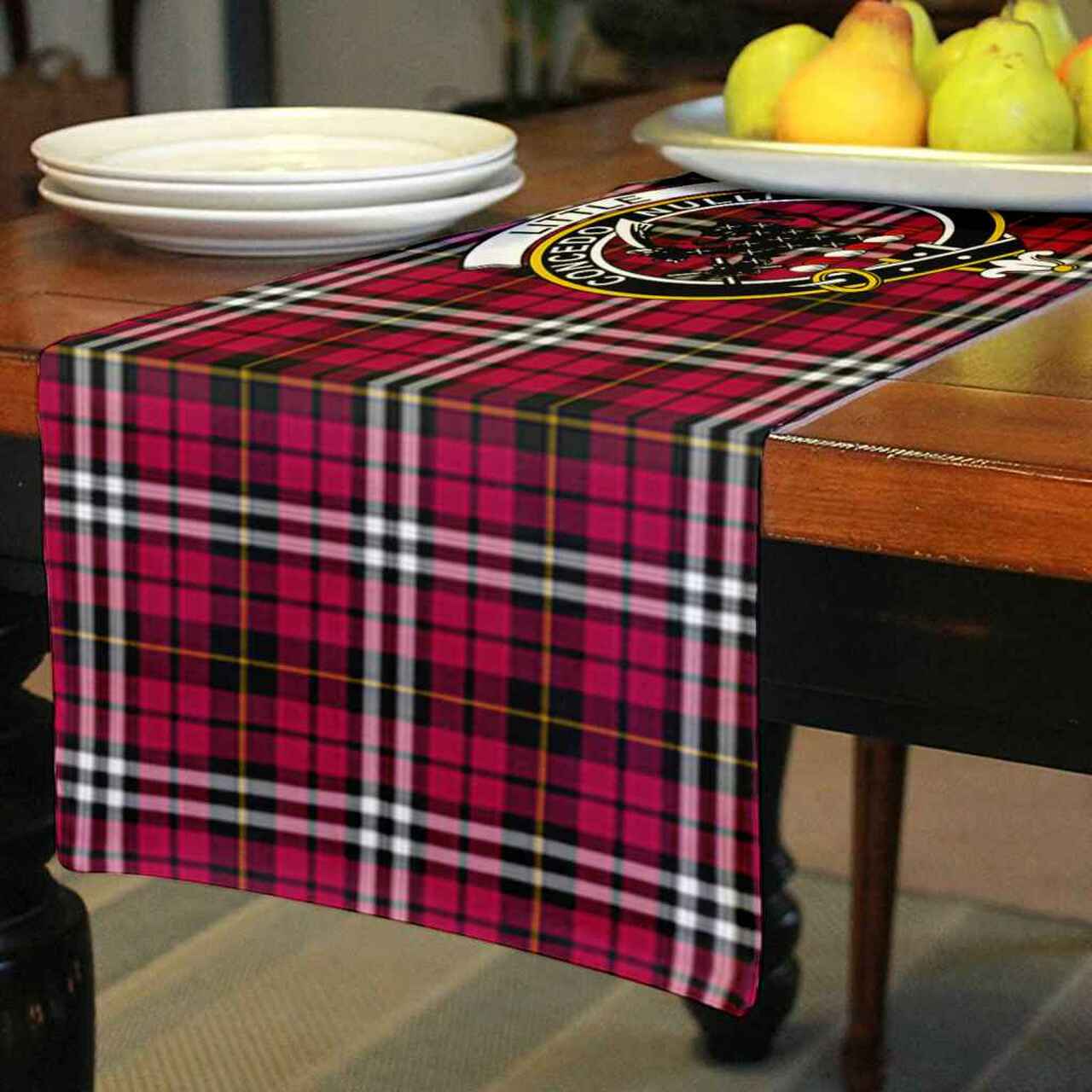 Clan Little Tartan Crest Table Runner Cotton IH65 Little Tartan Tartan Table Runner   