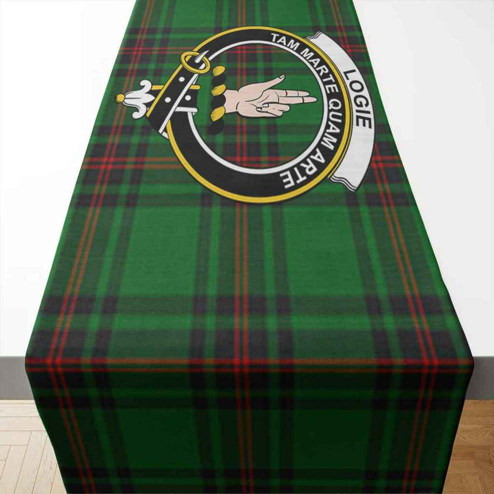 Clan Logie Tartan Crest Table Runner Cotton XV54 Logie Tartan Tartan Table Runner   