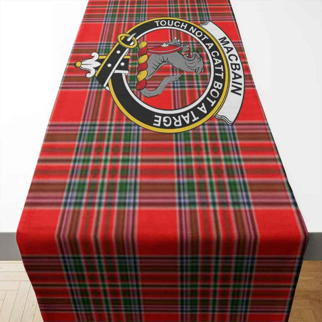 Clan MacBain Tartan Crest Table Runner Cotton WF12 MacBain Tartan Tartan Table Runner   