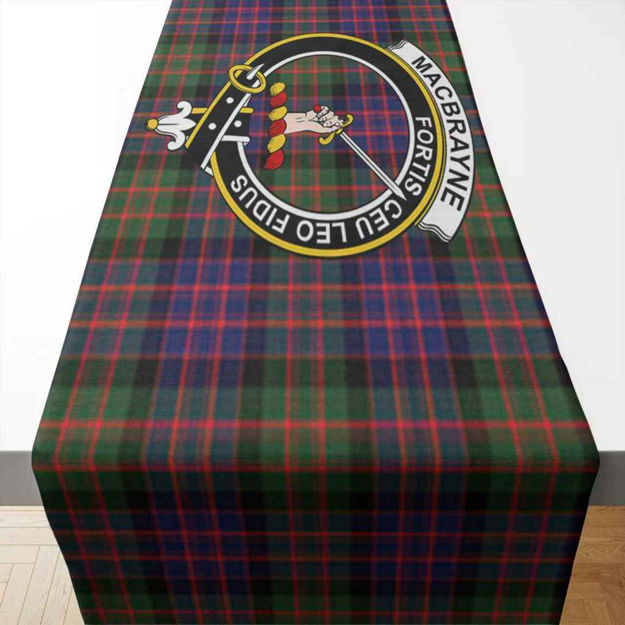 Clan MacBrayne Tartan Crest Table Runner Cotton JH55 MacBrayne Tartan Tartan Table Runner   