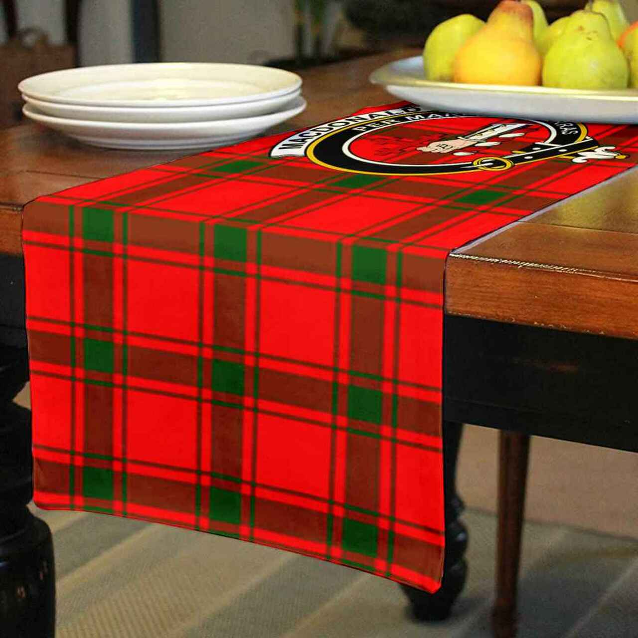 Clan Clan MacDonald (of Sleat) Tartan Crest Table Runner Cotton WM89 MacDonald (of Sleat) Tartan Tartan Table Runner   