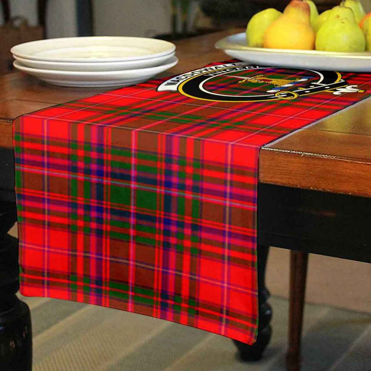 Clan MacDowall (of Garthland) Tartan Crest Table Runner Cotton AS17 MacDowall (of Garthland) Tartan Tartan Table Runner   