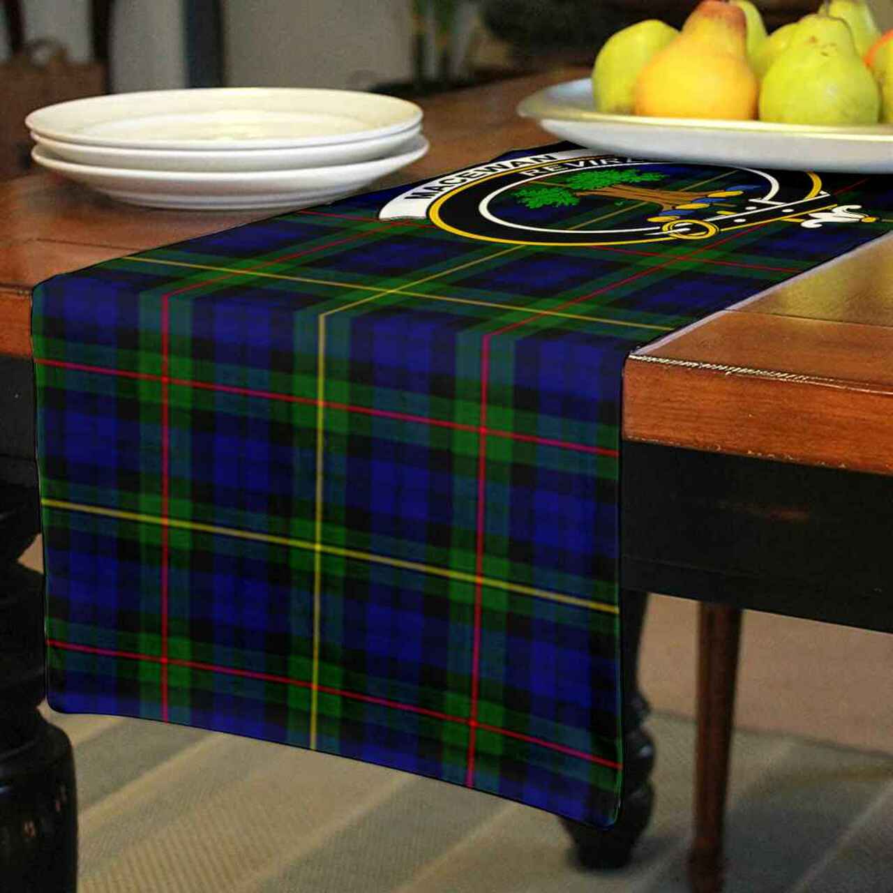 Clan MacEwen Tartan Crest Table Runner Cotton WO97 MacEwen Tartan Tartan Table Runner   