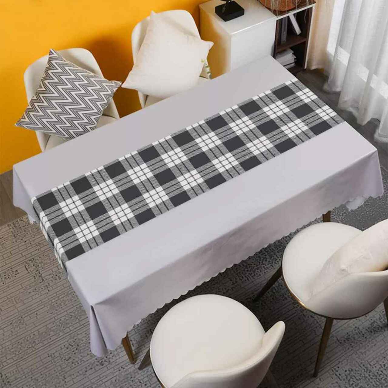 Clan MacFarlane Black & White Ancient Tartan Table Runner Cotton ID52 MacFarlane Black & White Ancient Tartan Tartan Table Runner   