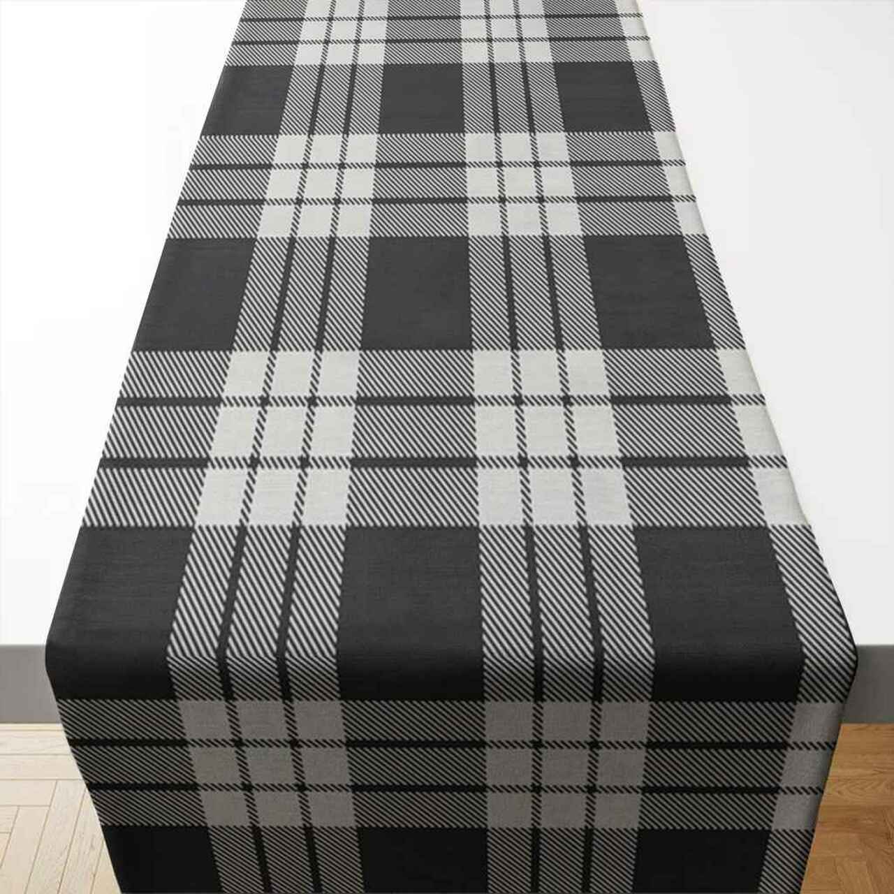 Clan MacFarlane Black & White Ancient Tartan Table Runner Cotton ID52 MacFarlane Black & White Ancient Tartan Tartan Table Runner   