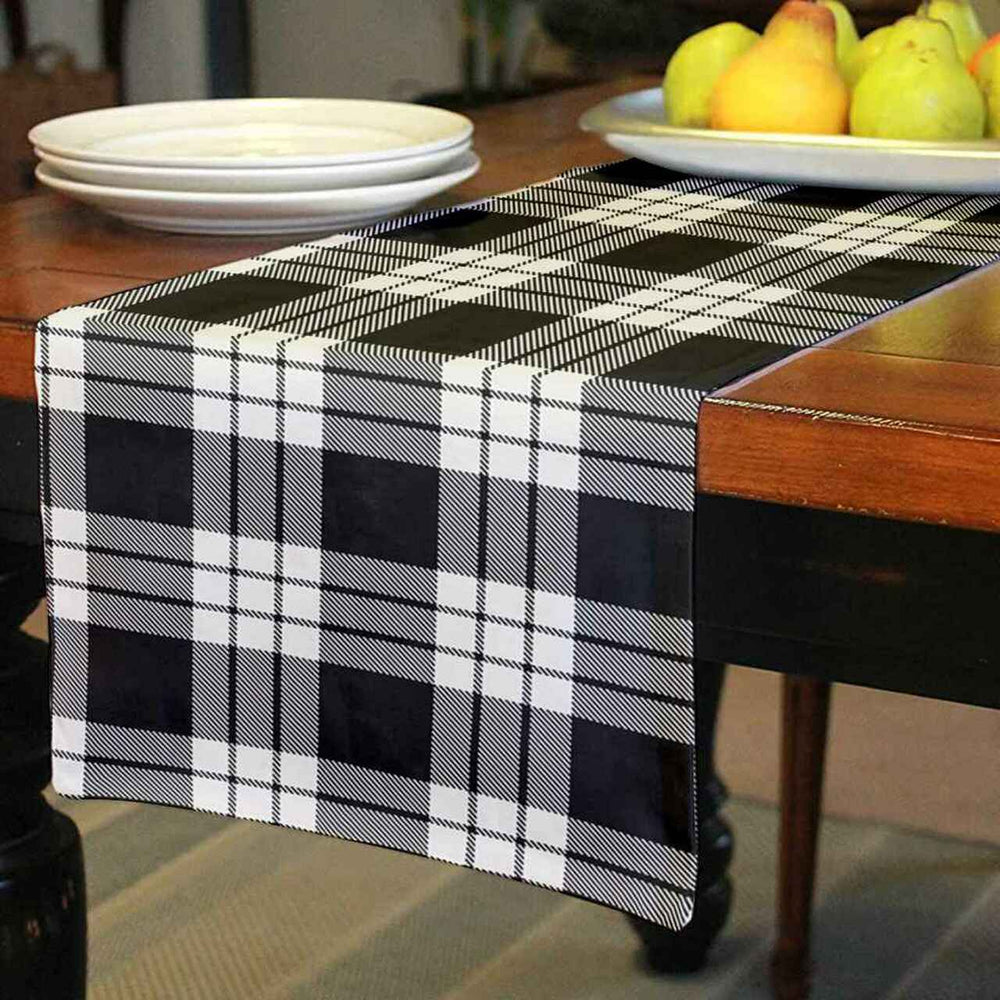 Clan MacFarlane Black & White Ancient Tartan Table Runner Cotton ID52 MacFarlane Black & White Ancient Tartan Tartan Table Runner   