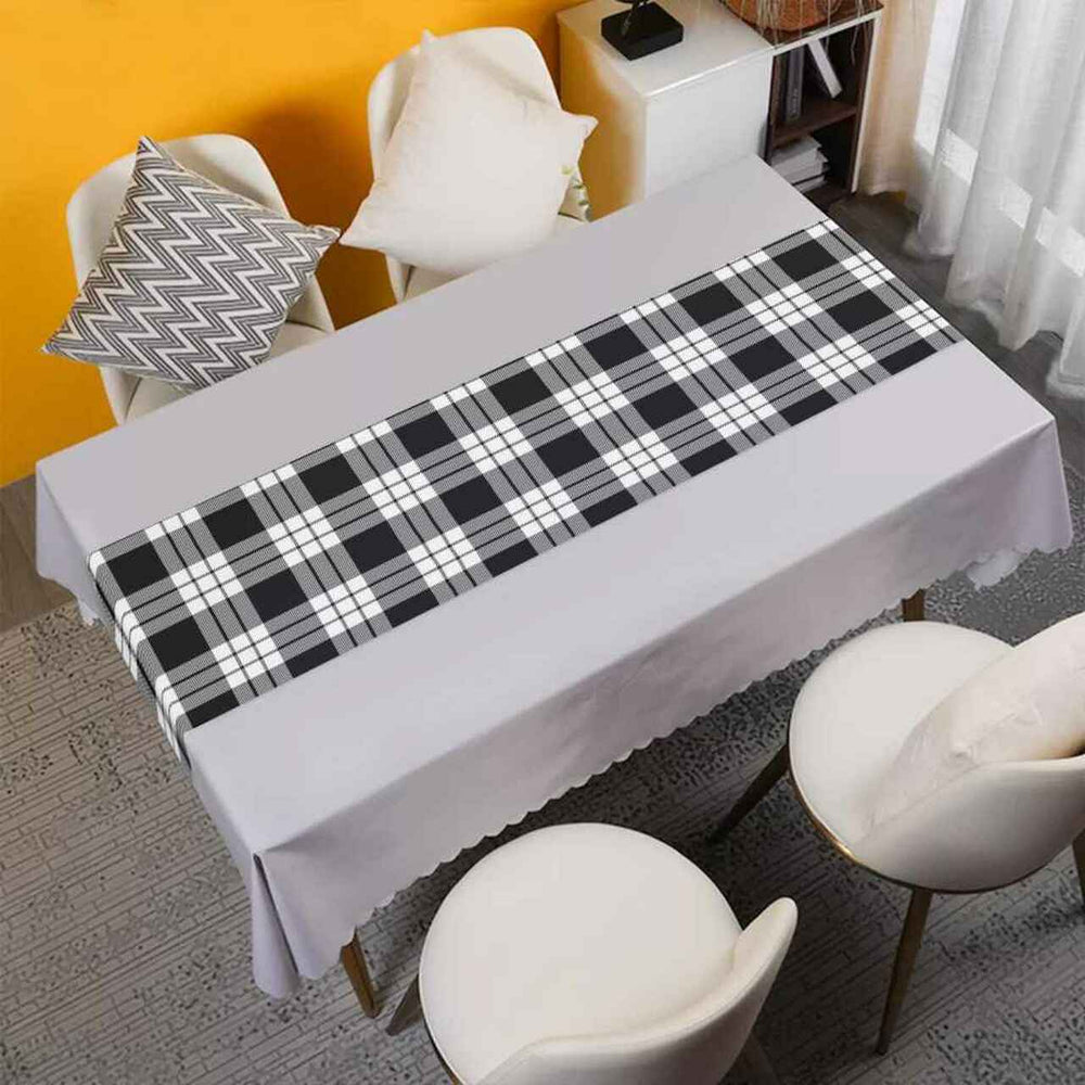 Clan MacFarlane Black & White Tartan Table Runner Cotton YG78 MacFarlane Black & White Tartan Tartan Table Runner   