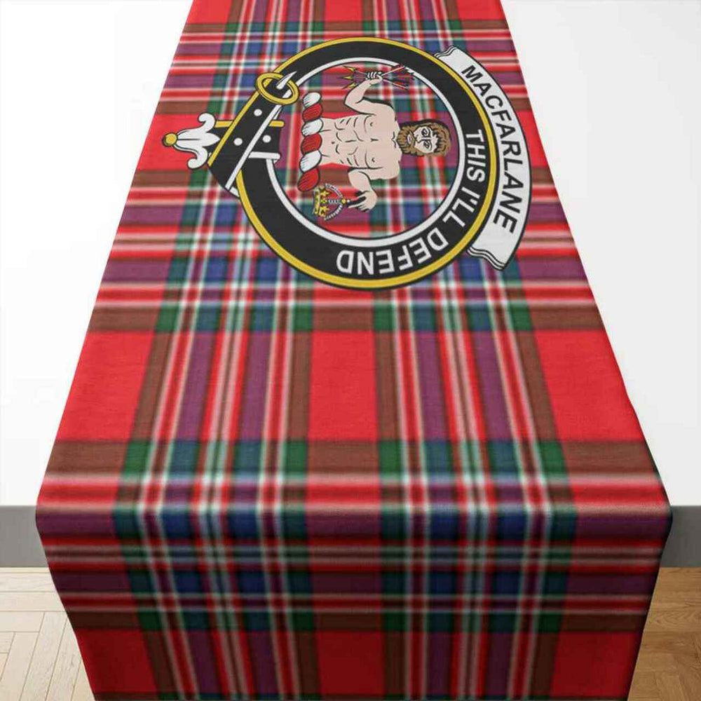 Clan MacFarlane Tartan Crest Table Runner Cotton LF51 MacFarlane Tartan Tartan Table Runner   