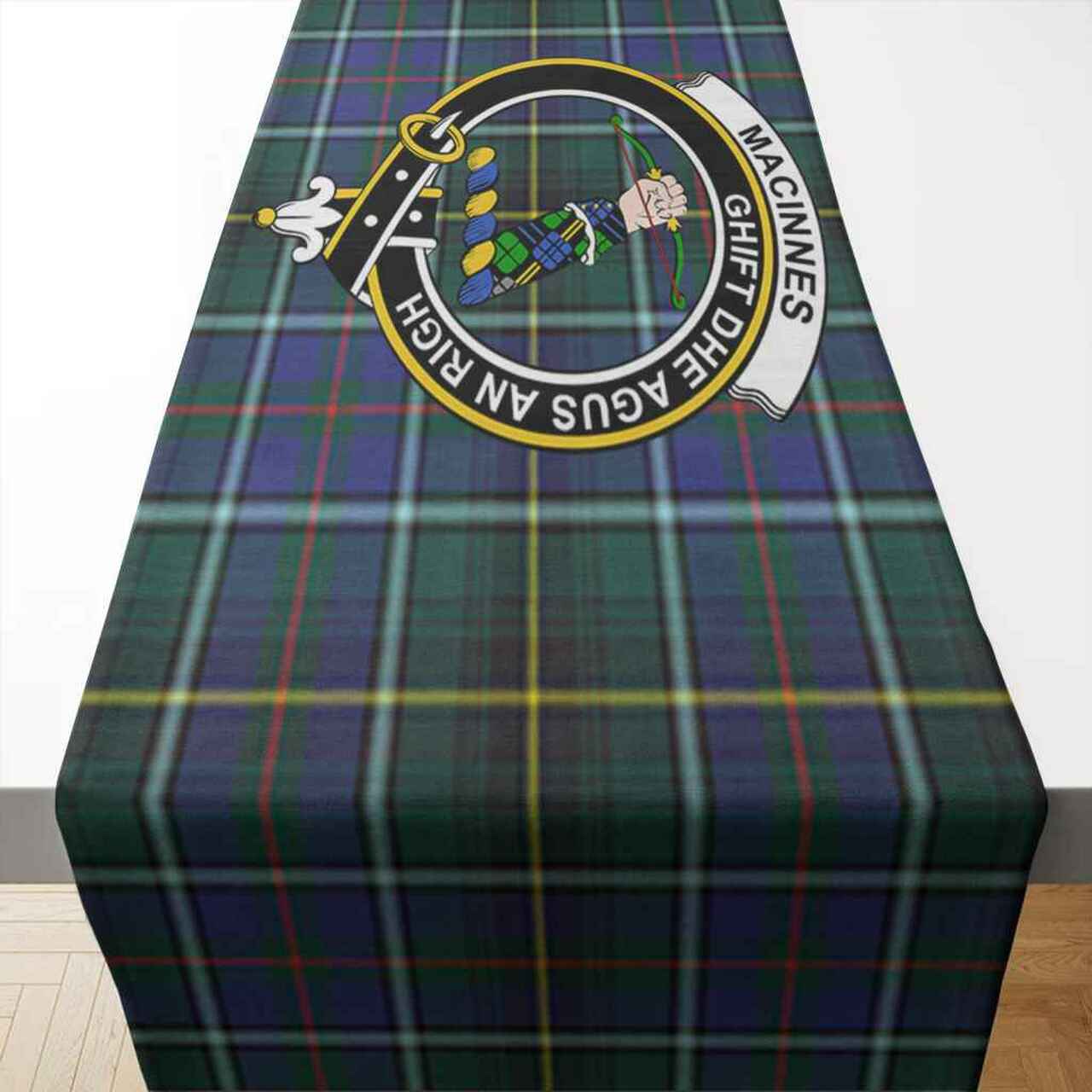 Clan MacInnes Tartan Crest Table Runner Cotton RQ55 MacInnes Tartan Tartan Table Runner   