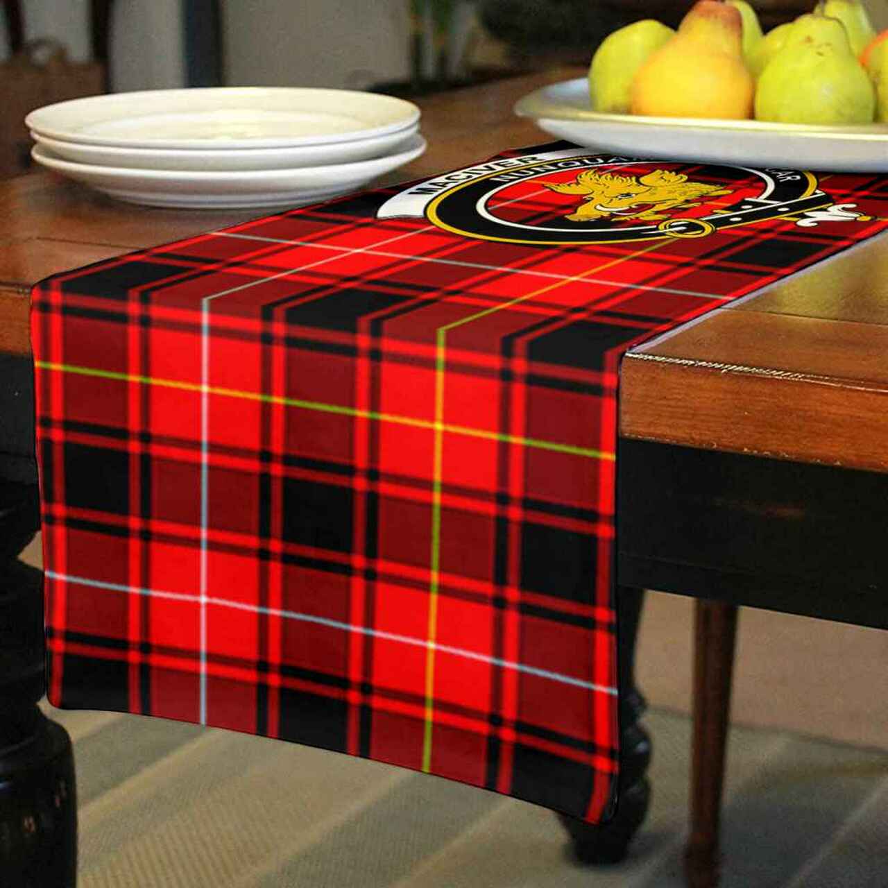 Clan MacIver Tartan Crest Table Runner Cotton WG71 MacIver Tartan Tartan Table Runner   