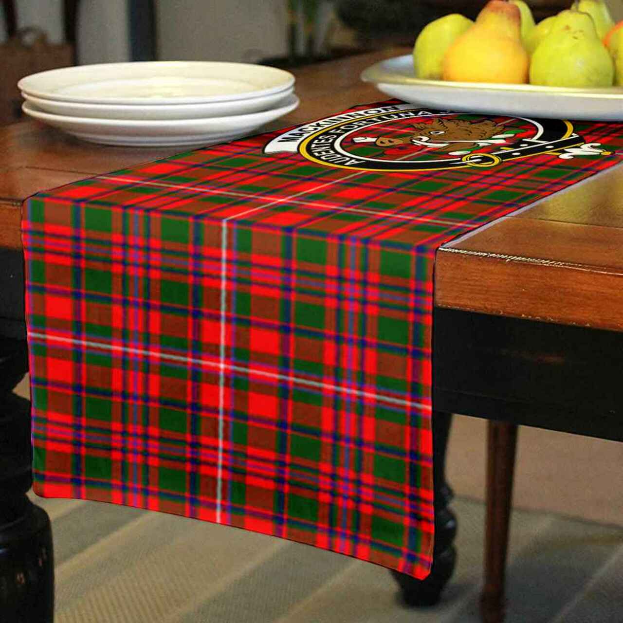 Clan MacKinnon Tartan Crest Table Runner Cotton KE71 MacKinnon Tartan Tartan Table Runner   