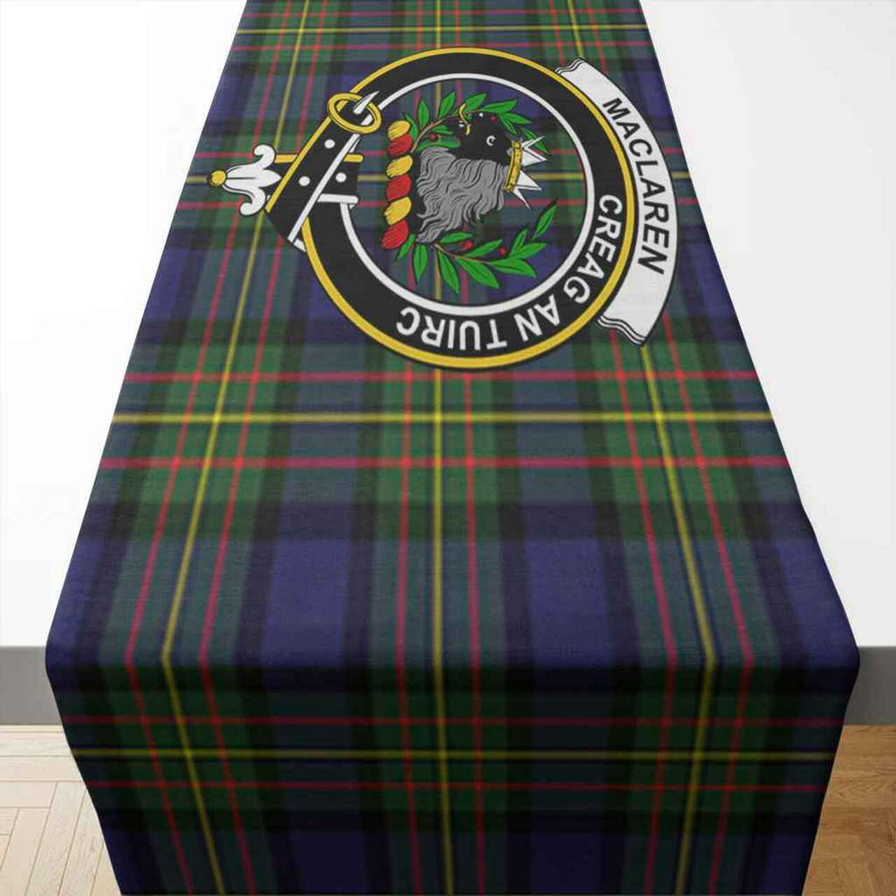 Clan MacLaren Tartan Crest Table Runner Cotton FE25 MacLaren Tartan Tartan Table Runner   