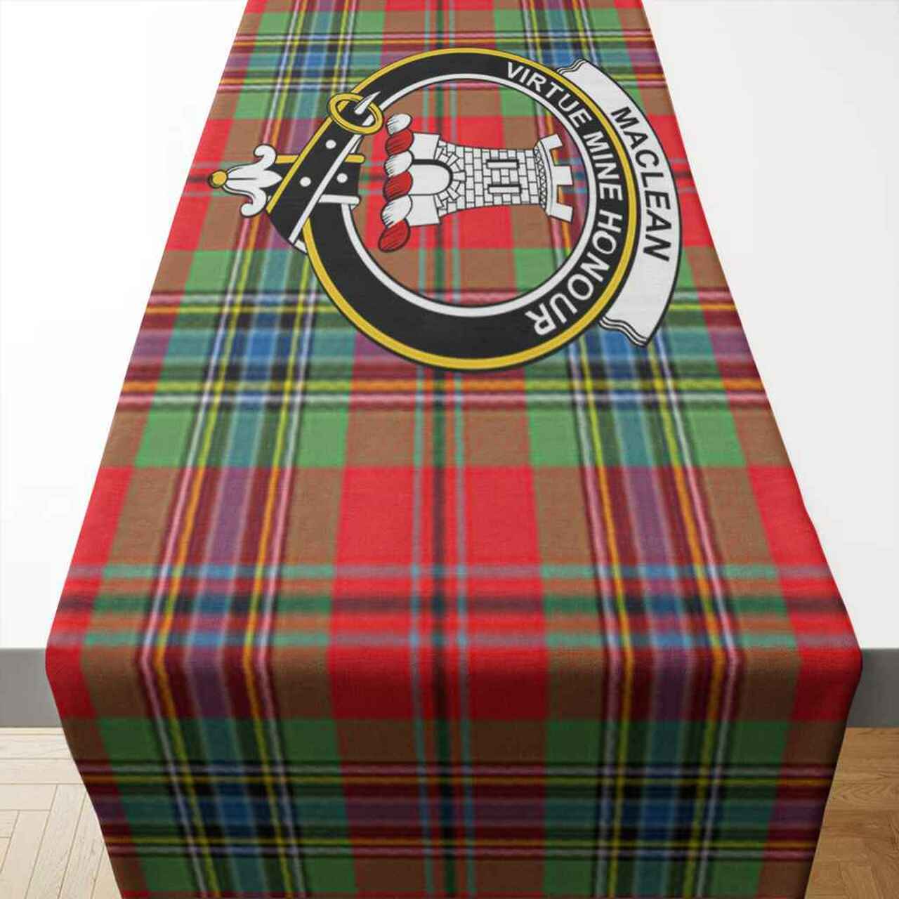 Clan MacLean Tartan Crest Table Runner Cotton MW53 MacLean Tartan Tartan Table Runner   