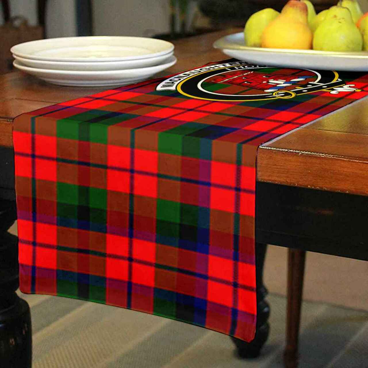 Clan Clan Clan MacNaughten Tartan Crest Table Runner Cotton RD82 MacNaughten Tartan Tartan Table Runner   