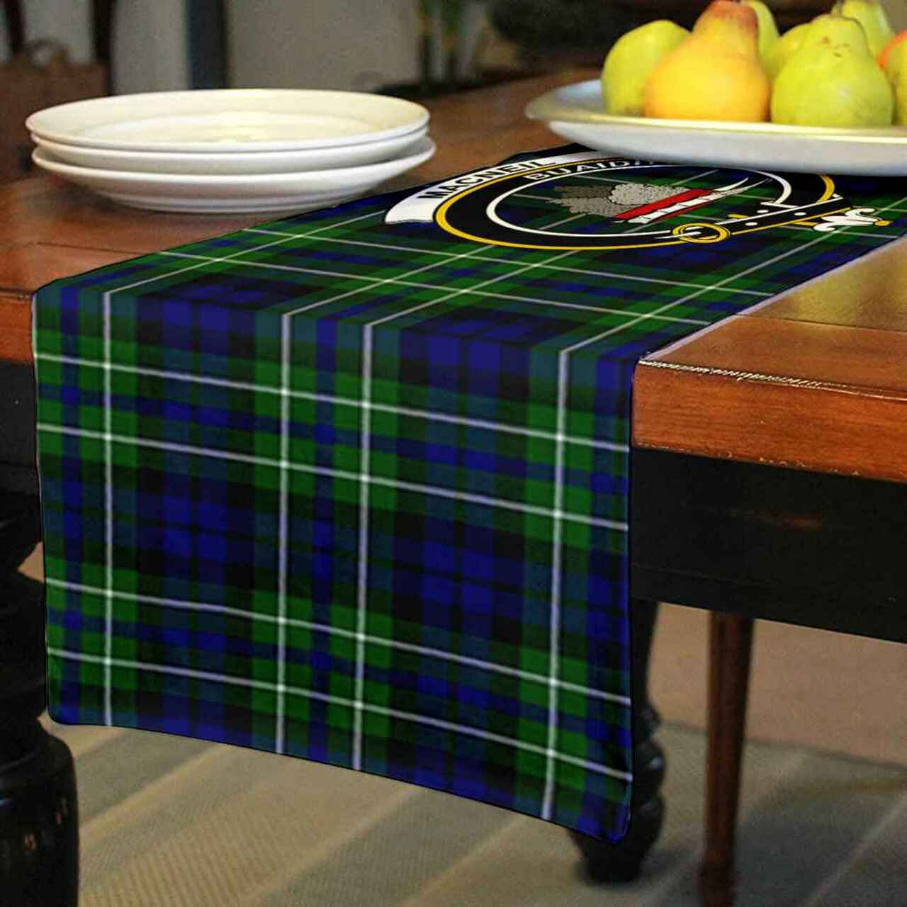 Clan Clan MacNeil of Colonsay Tartan Crest Table Runner Cotton PS58 MacNeil of Colonsay Tartan Tartan Table Runner   
