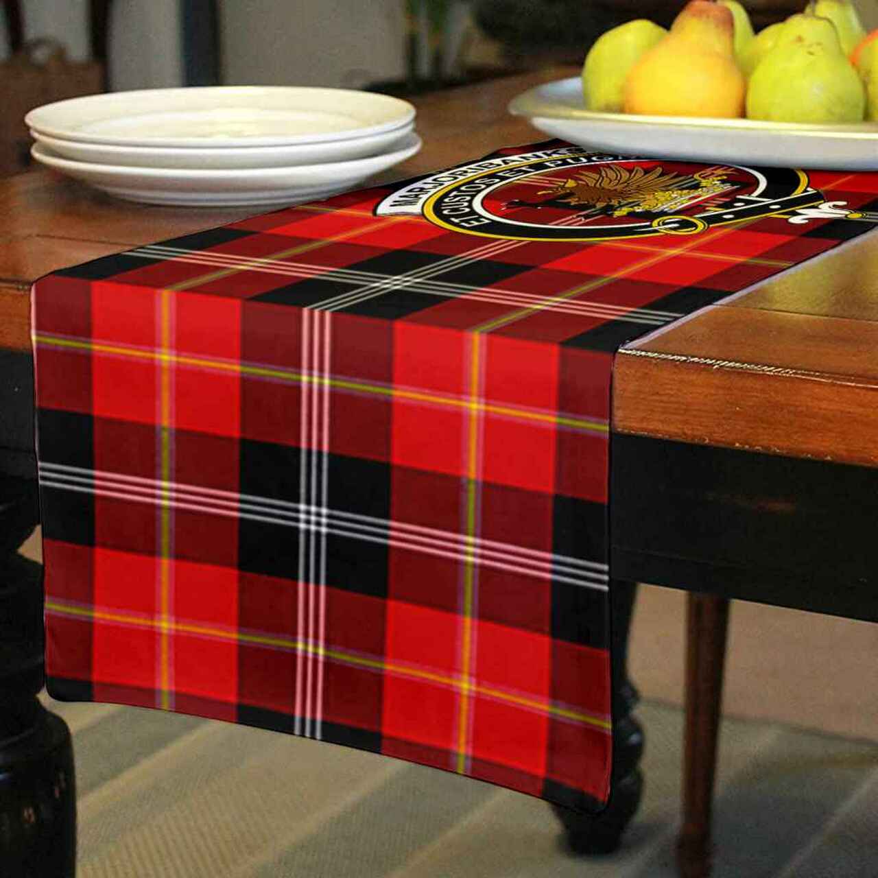 Clan Clan Marjoribanks Tartan Crest Table Runner Cotton GM23 Marjoribanks Tartan Tartan Table Runner   