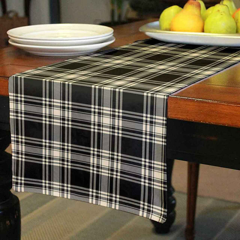 Clan Clan Menzies Black & White Ancient Tartan Table Runner Cotton HN51 Menzies Black & White Ancient Tartan Tartan Table Runner   