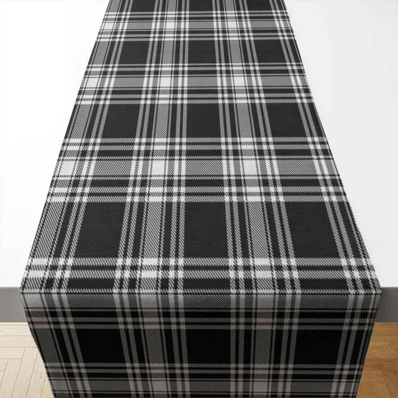 Clan Clan Menzies Black & White Modern Tartan Table Runner Cotton PT33 Menzies Black & White Modern Tartan Tartan Table Runner   