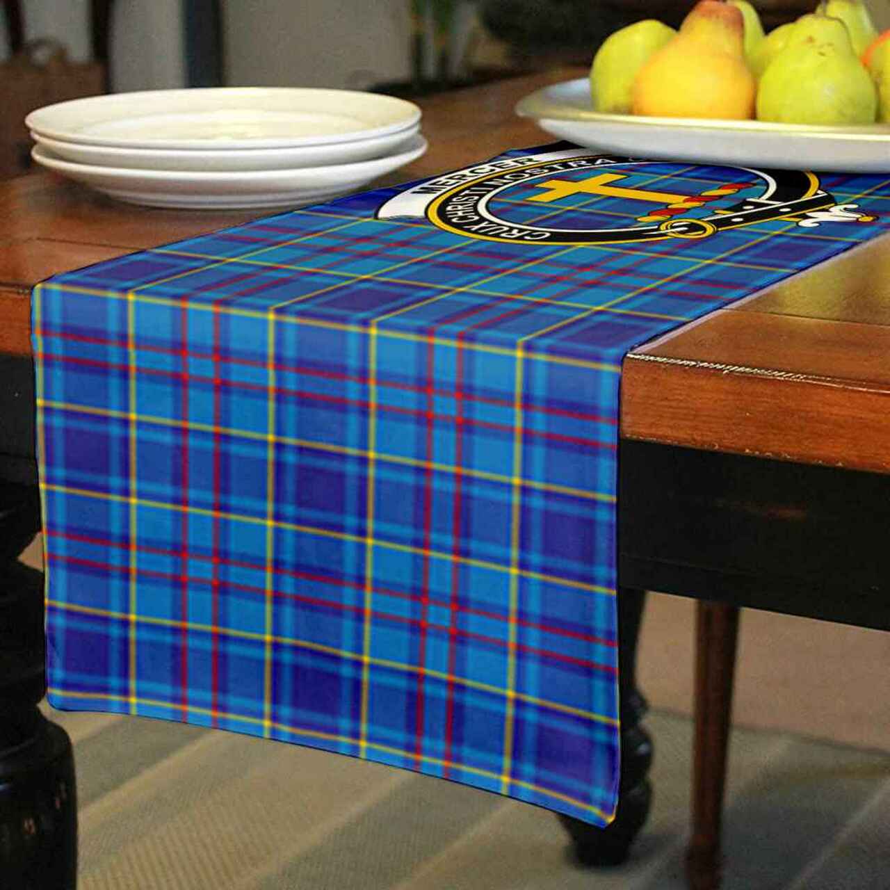 Clan Clan Mercer Tartan Crest Table Runner Cotton WV28 Mercer Tartan Tartan Table Runner   