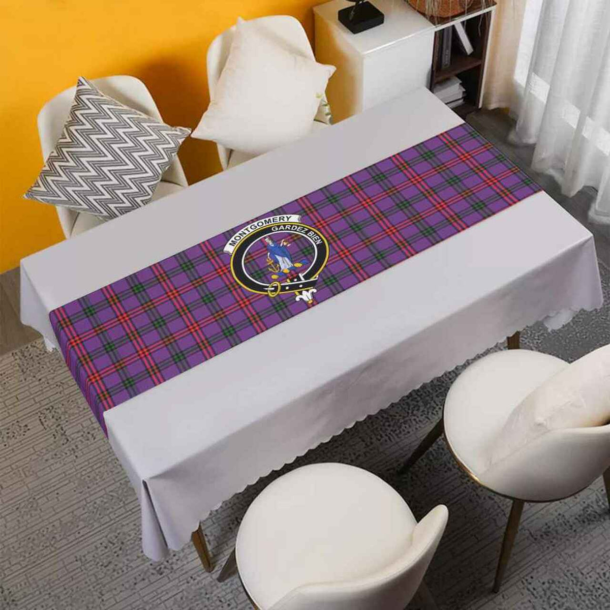 Clan Clan Montgomery Tartan Crest Table Runner Cotton WJ92 Montgomery Tartan Tartan Table Runner   