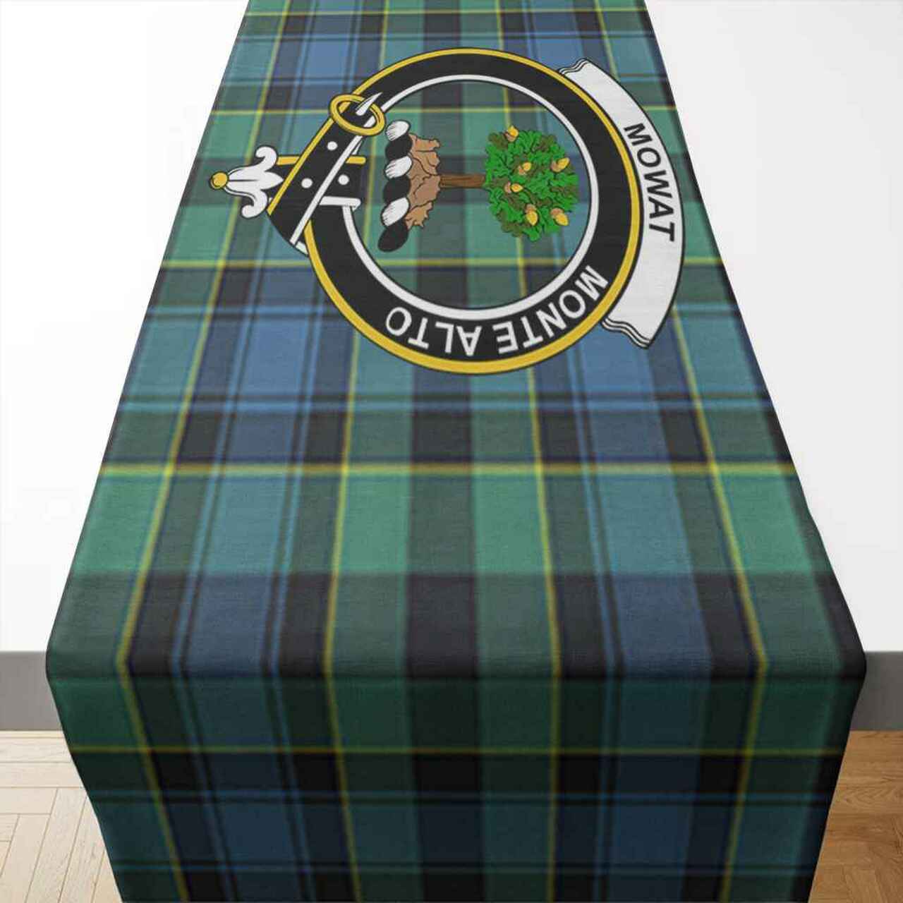 Clan Clan Mowat (of Inglistoun) Tartan Crest Table Runner Cotton GH69 Mowat (of Inglistoun) Tartan Tartan Table Runner   