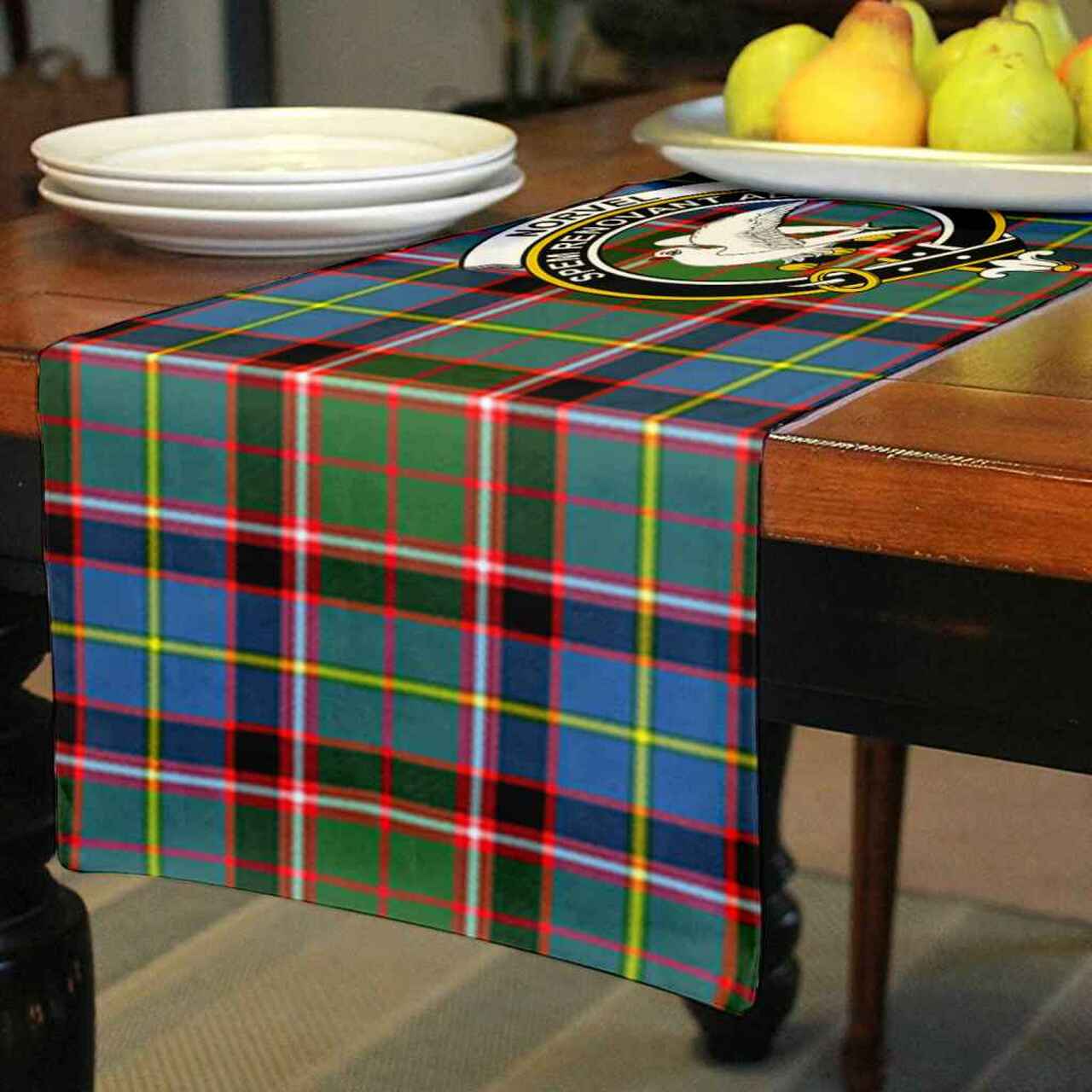 Clan Clan Norvel Tartan Crest Table Runner Cotton MJ29 Norvel Tartan Tartan Table Runner   