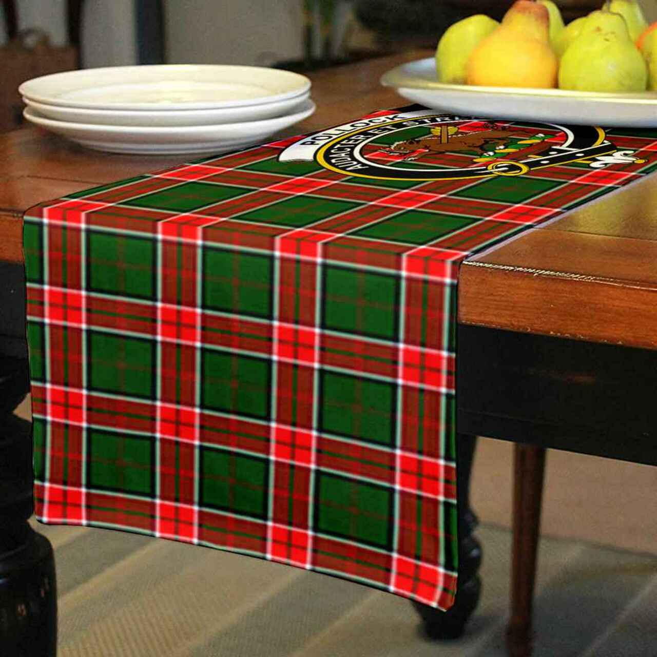 Clan Clan Pollock Tartan Crest Table Runner Cotton KN28 Pollock Tartan Tartan Table Runner   
