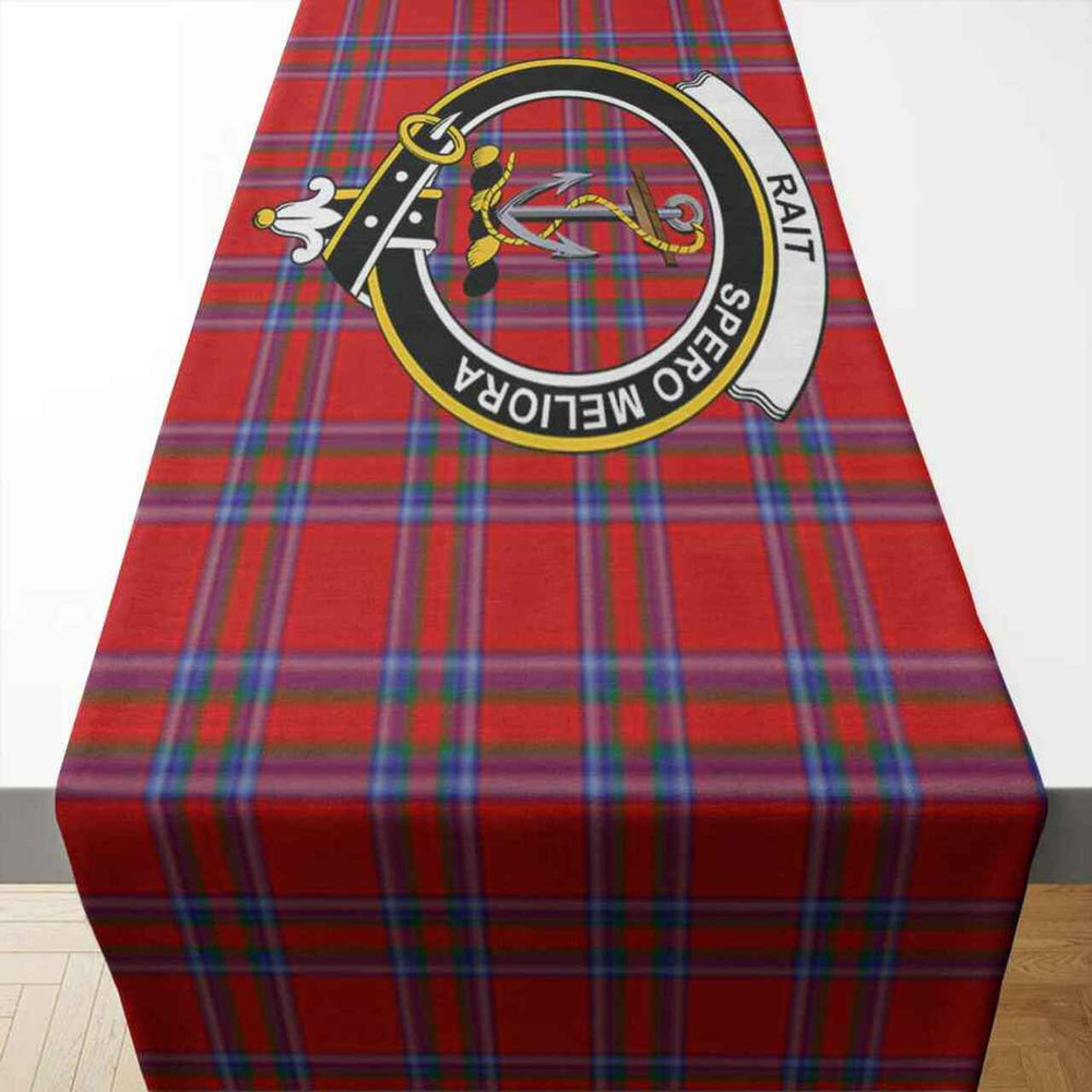 Clan Rait Tartan Crest Table Runner Cotton QG34 Clan Rait (Rait Tartan) Tartan Table Runner   