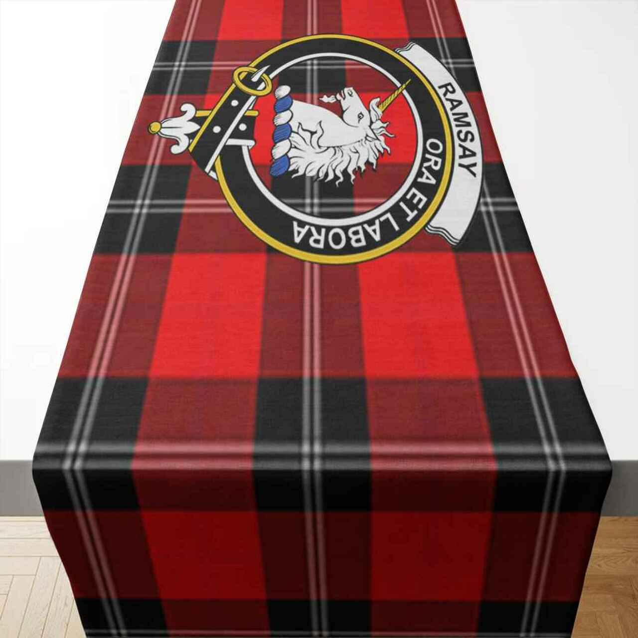 Clan Ramsay Tartan Crest Table Runner Cotton YV98 Ramsay Tartan Tartan Table Runner   