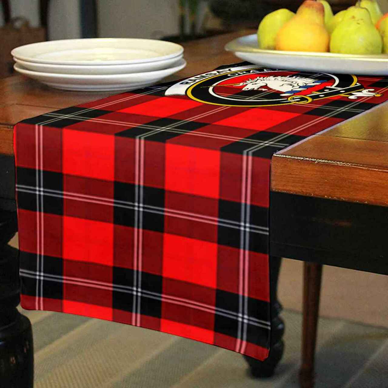 Clan Ramsay Tartan Crest Table Runner Cotton YV98 Ramsay Tartan Tartan Table Runner   