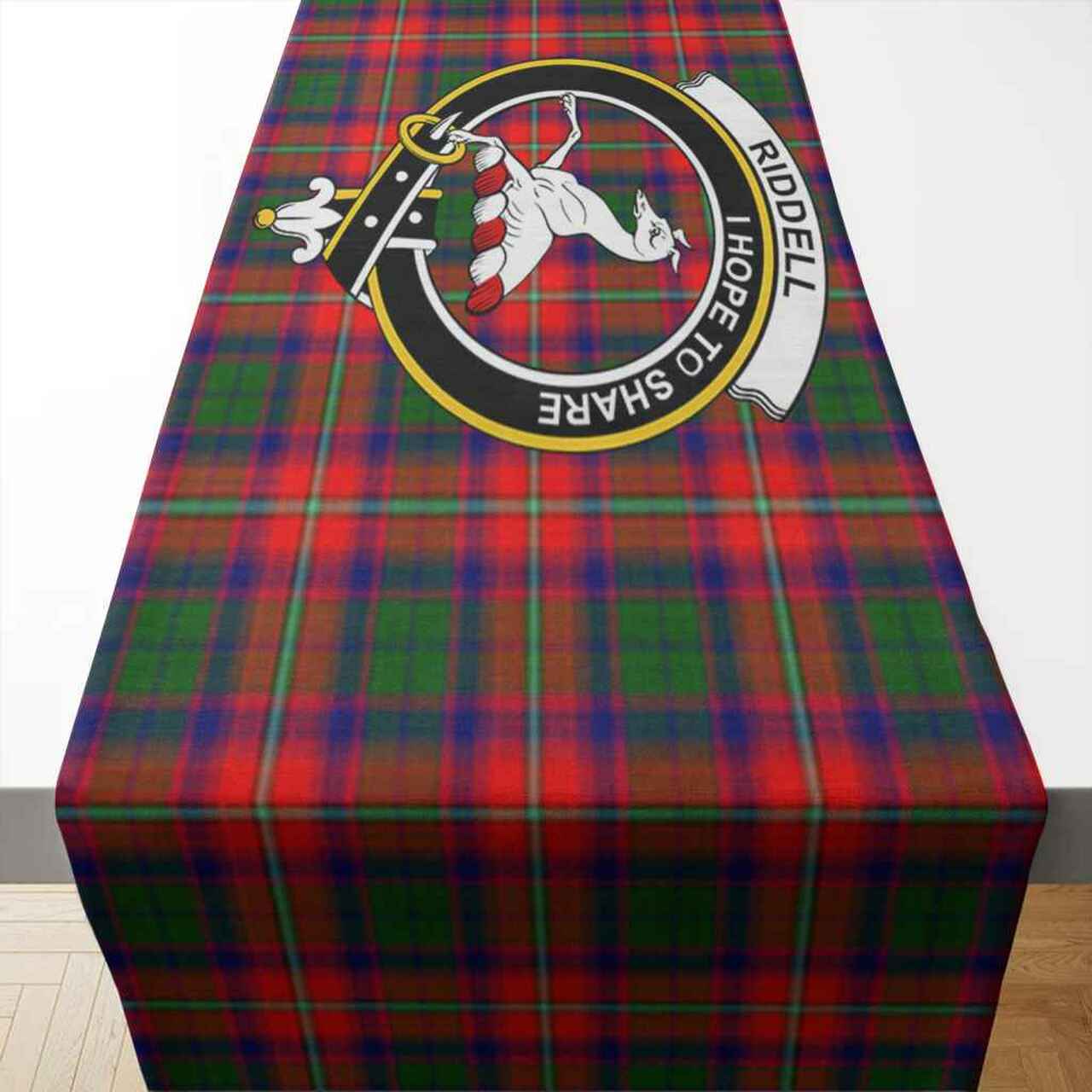 Clan Riddell Tartan Crest Table Runner Cotton ET32 Riddell Tartan Tartan Table Runner   