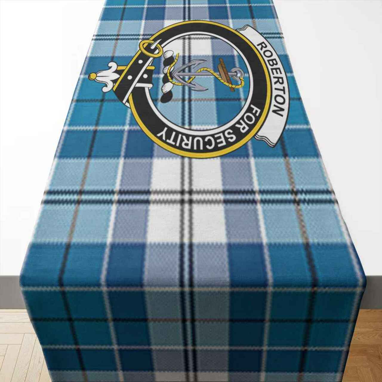 Clan Roberton Tartan Crest Table Runner Cotton XI22 Roberton Tartan Tartan Table Runner   