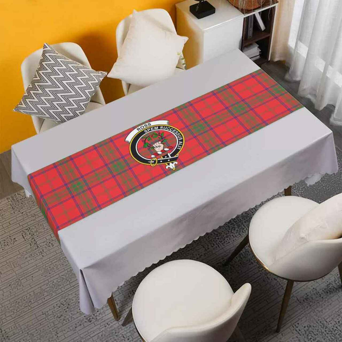 Clan Ross Tartan Crest Table Runner Cotton MK37 Ross Tartan Tartan Table Runner   