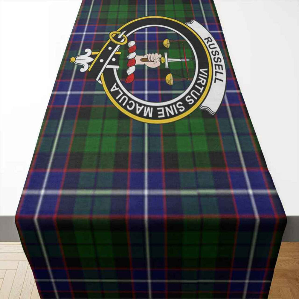Clan Russell Tartan Crest Table Runner Cotton DK99 Russell Tartan Tartan Table Runner   